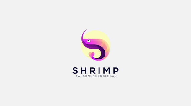minimalist shrimp vector illustration logo design