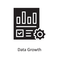 Data Growth Vector Solid Icon Design illustration. Cloud Computing Symbol on White background EPS 10 File