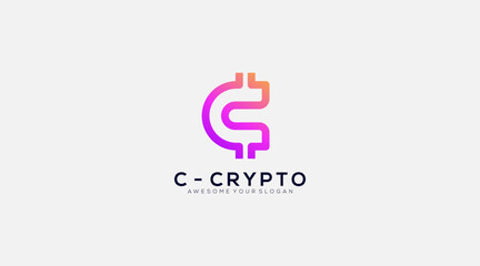 Crypto coin logo template with initial letter C
