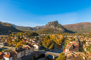 Pretty village of Tarascon sur Ariège, in Ariège, in Occitanie, France