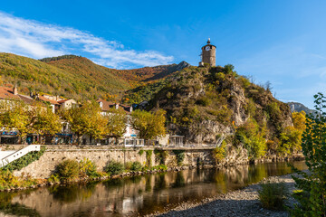 Fototapeta na wymiar Pretty village of Tarascon sur Ariège, in Ariège, in Occitanie, France