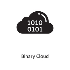 Binary Cloud Vector Solid Icon Design illustration. Cloud Computing Symbol on White background EPS 10 File