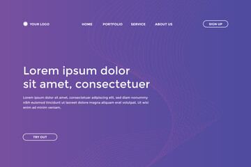 Fototapeta premium Abstract line wave gradient landing page. Modern colorful wavy line abstract landing page