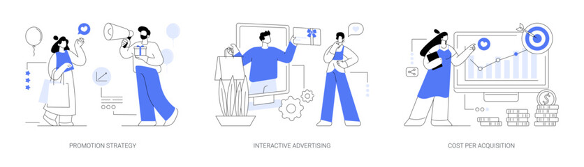 Online product promotion abstract concept vector illustrations.