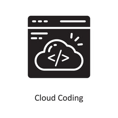 Cloud Coding Vector Solid Icon Design illustration. Cloud Computing Symbol on White background EPS 10 File