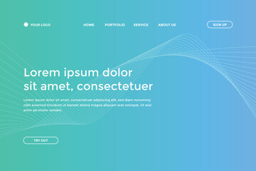 Obraz premium Abstract line wave gradient landing page. Modern colorful wavy line abstract landing page