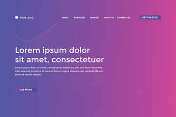 Obraz premium Abstract line wave gradient landing page. Modern colorful wavy line abstract landing page