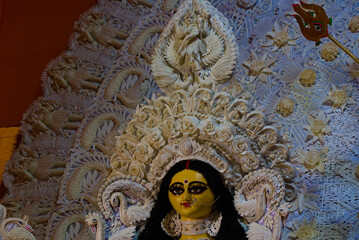 godess durga idol during puja carnival in india