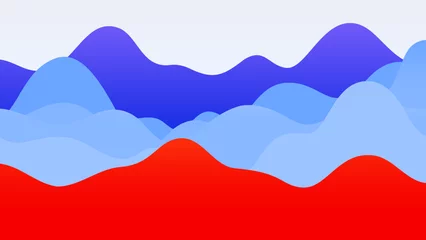 Fotobehang Red blue white layers wavy background © Tasphong