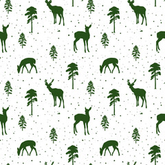 christmas background with deer, pattern with deer