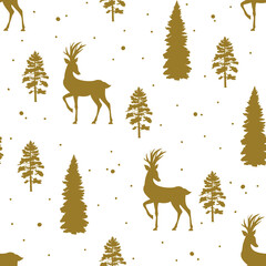 christmas background with deer, pattern with deer