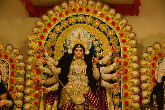 Godess Durga Idol During Puja Carnival In India