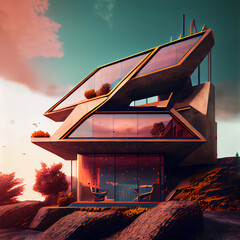 futuristic building inside the metaverse