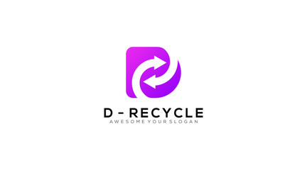 Letter d recycle vector logo design template
