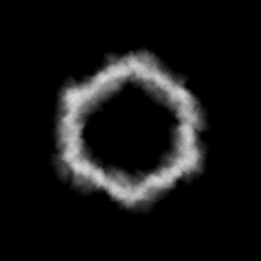 Smoke hexagon. Isolated on black background. Vector illustration.