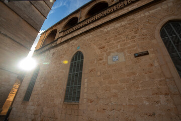 Sineu, Palma de Mallorca - Spain - September 29, 2022. Facade of the Church of Saint Mary Sineu, catholic temple