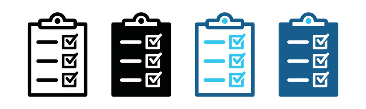 Check list icon vector. Checklist on the clipboard icon. Checkbox document, form and survey. Shopping list on the clipboard with check mark, symbol illustration
