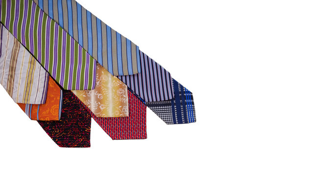 Retro or vintage close-up colorful ties or cravat.