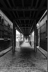 Metal bridge in the old warehouse district in Hamburg