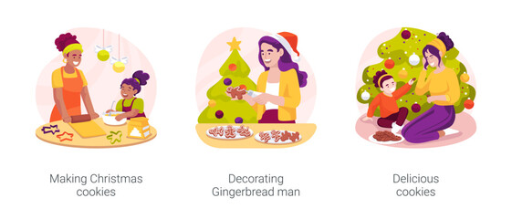 Christmas baking tradition isolated cartoon vector illustration set