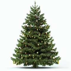 Christmas tree isolated on white background, decorated
