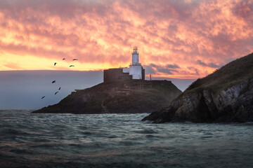 A blazing sky at Mumbles