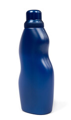 empty plastic blue detergent bottle on a white background