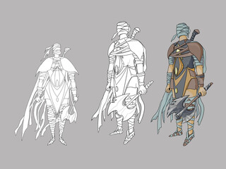 warrior with battle-axe, a character concept art
