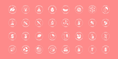 Natural cosmetics vector badge logo icons set