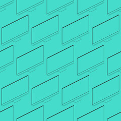 Flat isometric modern monitor seamless pattern. Computer screen 3d concept for infographic mockup background