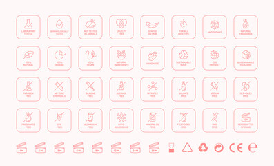 Natural cosmetics vector badge logo icons set