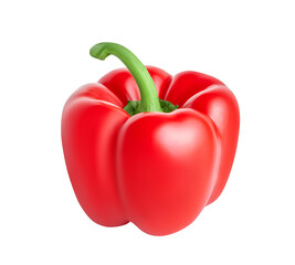 Red sweet bell pepper isolated on white or transparent background.