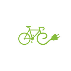 Electric bike icon bicycle charging station isolated on white background