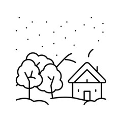 forest winter line icon vector illustration