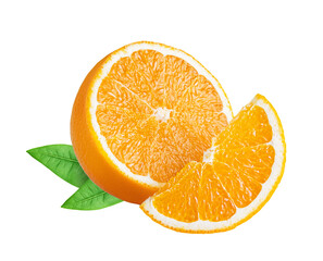 Orange citrus fruit isolated on white or transparent background.