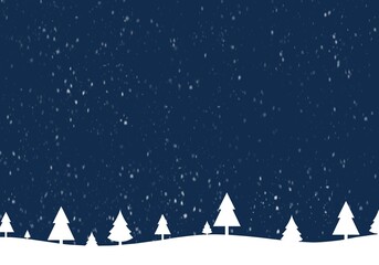 Fototapeta na wymiar winter landscape snowy winter christmas season with christmas tree decorations, blue background
