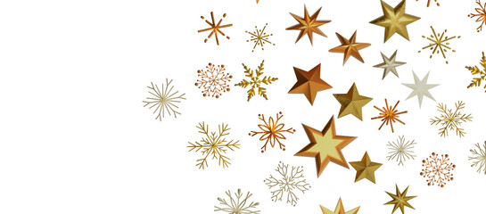 Abstract Gold Star Falling Soft Focus Background, 3D rendering.