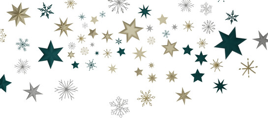 A gray whirlwind of golden snowflakes and stars. New
