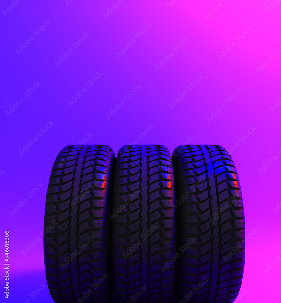 Wall mural new car tire profile. tire tread. car wheel. black rubber automotive tire. auto service concept, cha