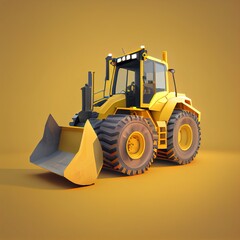 Cartoon front loader, construction machinery. Illustrated 3d model, generated by ai