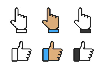 Like and dislike vector icons, isolated. Like or Thumb up and down with pointing finger in linear design. Vector illustration