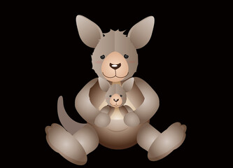 Känguru Mama mit kleinem zuckersüßen Nachwuchs