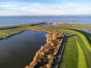 Landscape image "Land and Sea" photographed from a drone.