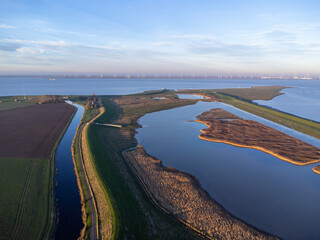 Landscape image "Land and Sea" photographed from a drone.