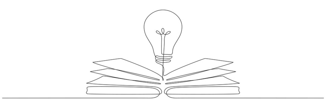 Continuous One Line Drawing Light Bulb Symbol Idea Inscription