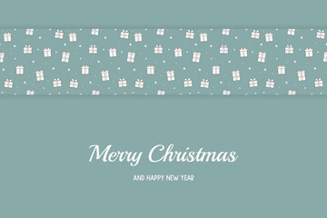 Design of Christmas greeting card with Xmas presents. Vector