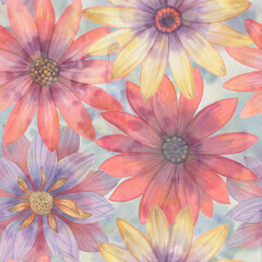 abstract floral pattern, seamless watercolor ornament for design, wallpapers, wrapping paper.