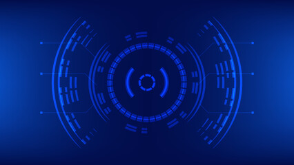 futuristic innovation technology background concept. virtual glowing blue light Hi tech HUD screen display