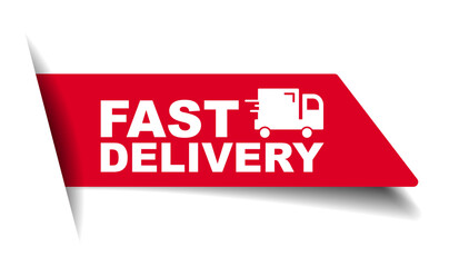 red vector illustration banner fast delivery