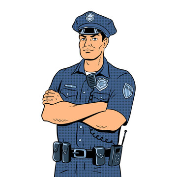 Policeman pop art PNG illustration with transparent background